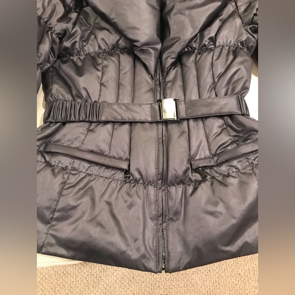 Slate Gray faux fur collar puffer jacket - Picture 3 of 12